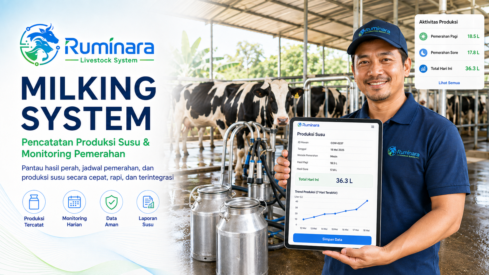 Ilustrasi solusi Milking System RUMINARA