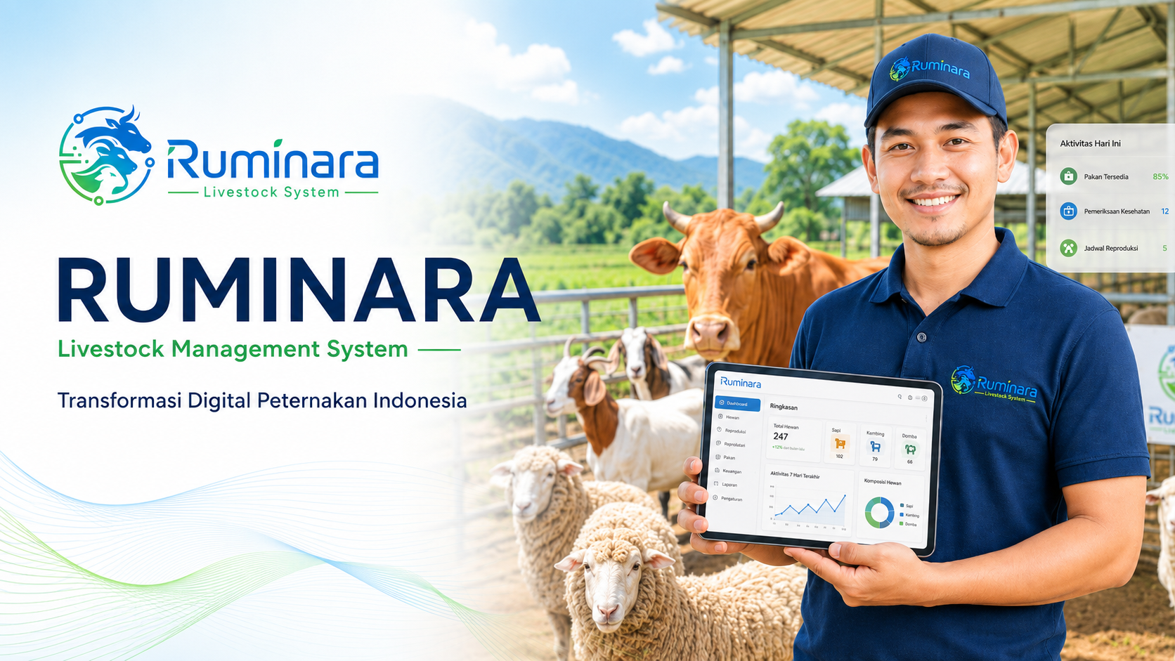 Peternak RUMINARA memantau data peternakan kambing, domba, dan sapi melalui tablet